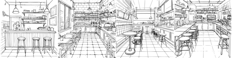 Interior view of a cozy cafe featuring a modern design and inviting atmosphere for patrons to enjoy their drinks