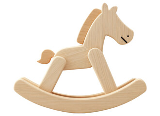 Wooden rocking horse designed for children's playtime, showcasing craftsmanship and simple elegance in design