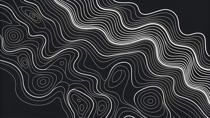 Topographic background and texture, monochrome image. 3D waves. Cartography Background. Map mockup infographics. Wavy backdrop. Cartography Background.