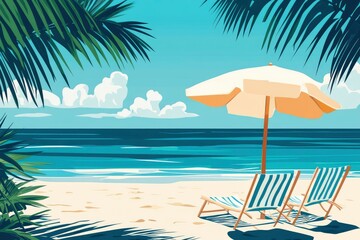 Obraz premium beach ilustrations for banners, cards, flyers, social media wallpapers, etc.