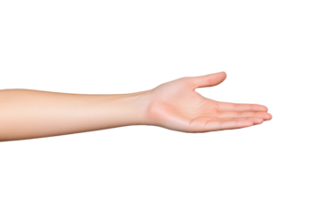 Outstretched hand offering assistance with a gentle gesture in a neutral setting