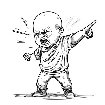 recommend clip art: In a vibrant rainbow gradient, a line drawing cartoon portrays a bald man overcome with emotion and crying