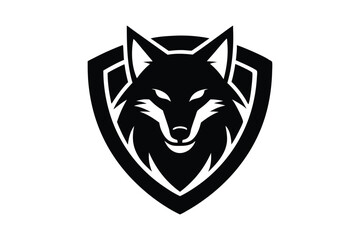Fototapeta premium Silhouette art illustration of a wolf's head inside a shield logo.eps