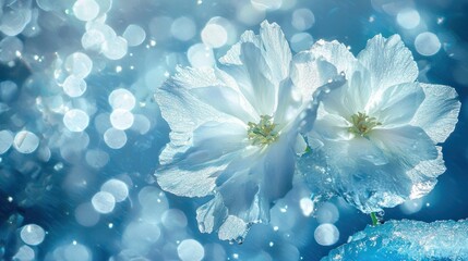 Two delicate white flowers with bokeh background.