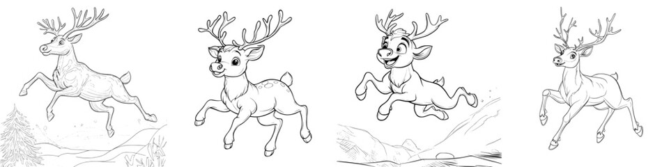 Adorable reindeer outline for children's coloring, featuring a cute deer from a modern cartoon animal coloring book © Антон Сальников