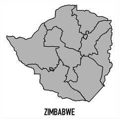 Obraz premium Zimbabwe map in grey style isolated on white background. Vector illustration.