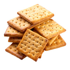 Pile of crispy crackers isolated on transparent background