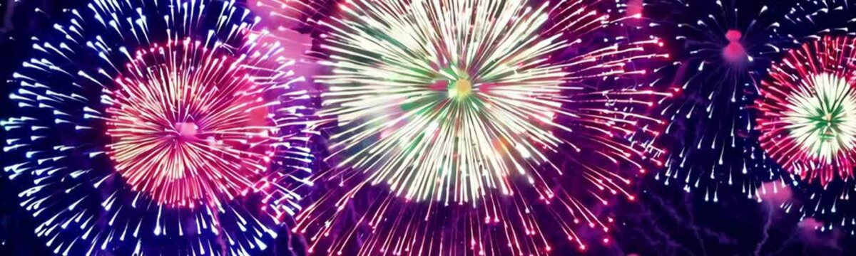 Fireworks explosion, animated website banner. background video