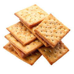 Fototapeta premium Pile of crispy crackers isolated on transparent background