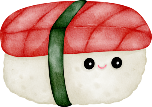 watercolor cute sushi