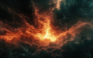 A powerful sky full of dark, swirling storm clouds, creating a sense of power and natures intensity