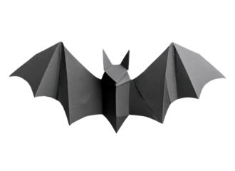 Creative black origami bat displayed against a plain background, perfect for Halloween decorations or crafting activities