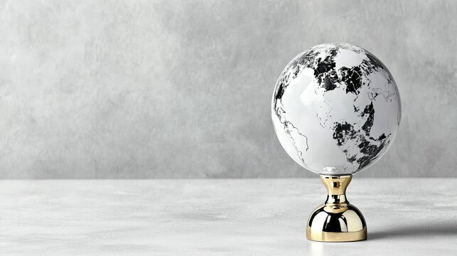 Single vintage globe rests on neutral surface, representing pet-friendly travel destinations worldwide with a spirit of exploration.