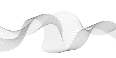 Abstract grey, white wavy smooth element swoosh speed wave modern stream curve and technology lines on transparent background. Thin line wavy abstract vector background. Curve wave seamless pattern. V