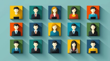 Fototapeta premium Diverse collection of avatars for online profiles and virtual communities diverse