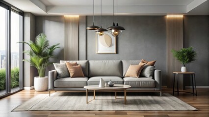 Fototapeta premium Modern Sleek Living Room with Contemporary Sofa