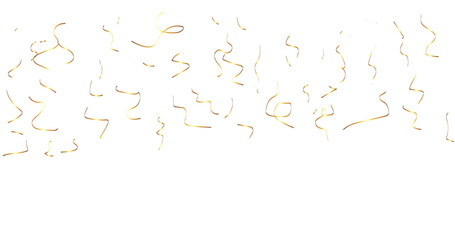 Luxury gold sparkle confetti glitter and zigzag ribbon falling down on transparent background. Vector illustration.	