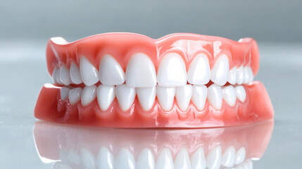 Fototapeta premium A detailed close-up of a set of realistic dental gums and teeth for educational purposes.