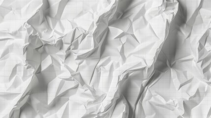 Obraz premium a piece of crumpled white paper with delicate grid lines, rendered in ultra-realistic detail. The texture and depth of the folds should be highlighted by soft lighting