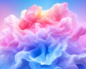 Naklejka premium Abstract cloudscape with pastel pinks, blues, and yellows creating a dreamy, ethereal look