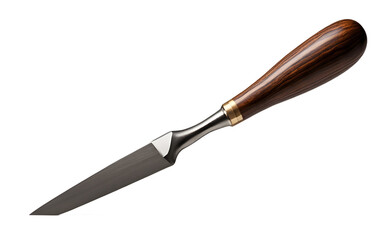 Fototapeta premium A fine chisel with a wooden handle for carving, isolated on a empty plain background