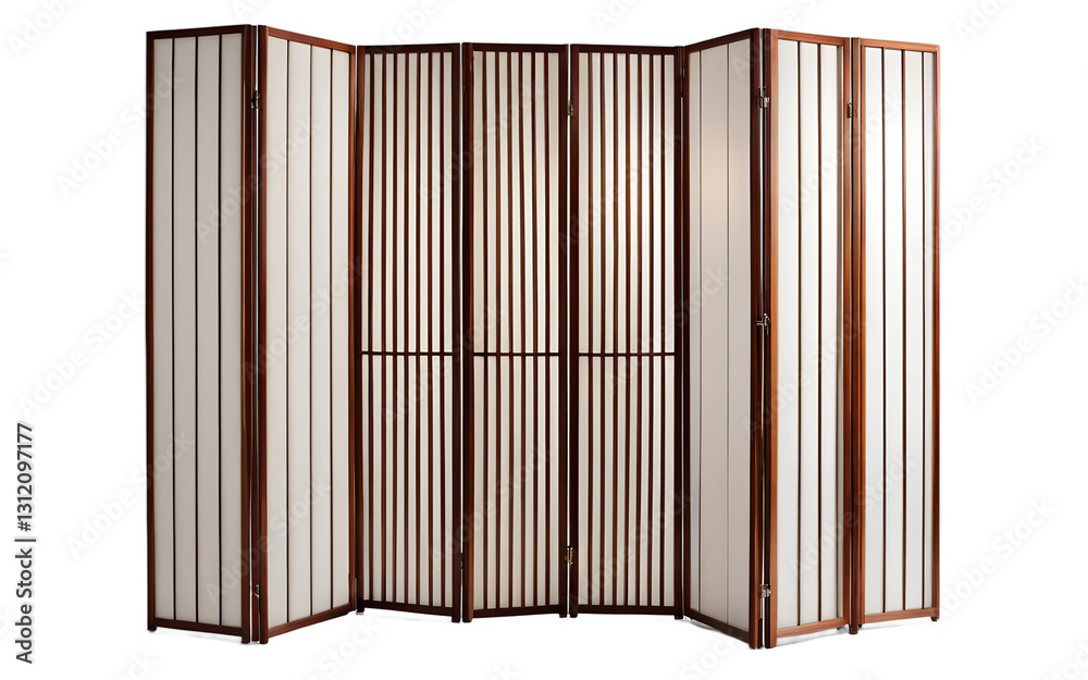 Poster A folding room divider with a modern minimalist design, isolated on a empty plain background