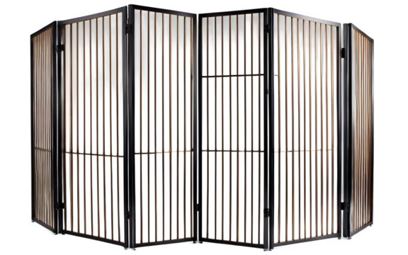 A folding room divider with a modern minimalist design, isolated on a empty plain background