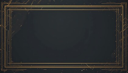 Elegant Gold Art Deco Frame on Dark Background with Geometric Accents