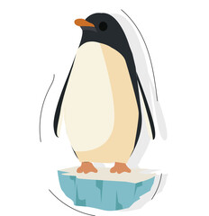  a penguin standing on melted ice. vektor penguin and an iceberg