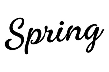 Elegant spring typography in black script. Hand drawn design for banner, flyer, brochure. Invitation of seasonal spring holiday