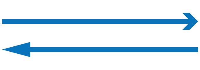 Horizontal dual long straight arrow signs. Blue pointer, direction, position symbol and double arrow icon isolated. Left right arrows vector icon. Double arrow icon set. two side arrows icon vector. 