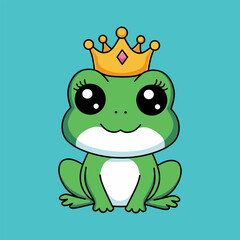 Obraz premium Cute Cartoon Frog Princess Wearing a Crown