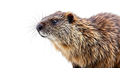 Groundhog Wildlife Portrait on White Background