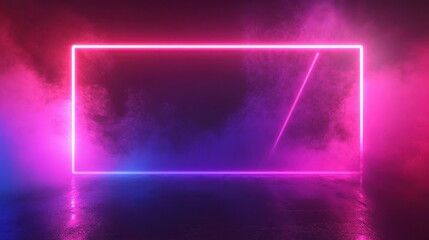 A neon glowing frame provides a vibrant, eye-catching border with ample copy space in the center, ideal for animated backgrounds or text placement.