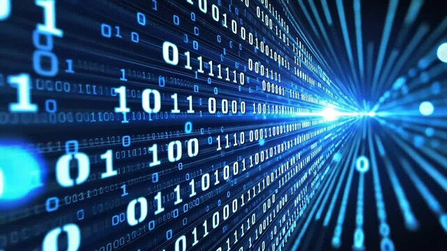 Digital Data Stream: An artistic visual representation of data streaming through a network, captured with a blue and modern aesthetic.