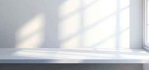 Obraz premium Bright Minimalist Room Interior with Sunlight Streaming Through Window Mockup