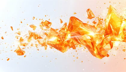 Abstract orange crystals burst on light background