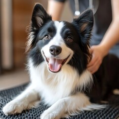 Border Collie Smiling, Receiving Pet, Indoor Background, Pet Care