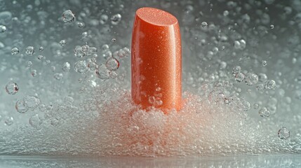 Lipstick submerged in bubbles