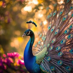 Obraz premium Majestic Peacock in Garden