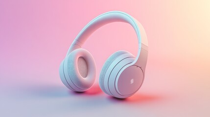 Naklejka premium Stylish, over-ear headphones in a pastel color scheme. Soft, comfortable earcups, sleek design