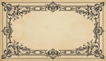 Vintage Floral Frame with Beige Paper Texture for Invitations or Certificates