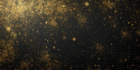 Obraz premium Sparkling golden dust on a dark background. Festive backdrop