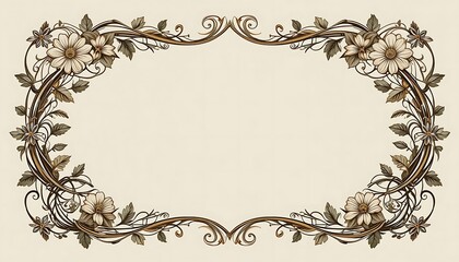 Elegant Floral Frame with Vintage Swirls and Flowers for Design