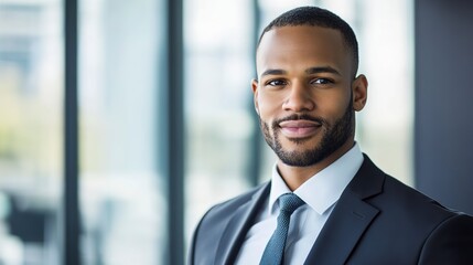 Fototapeta premium A Confident Businessman Exudes Success And Ambition In A Modern Corporate Setting With Soft, Natural Light