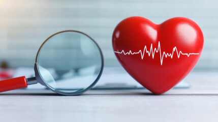 A red heart symbol with a heartbeat line, representing health and wellness concepts.