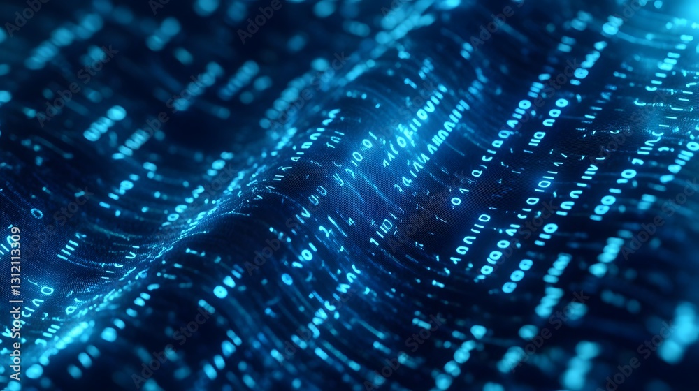 Leinwandbilder Glowing Digital Data Flowing in a Futuristic Blue Matrix   Abstract Background with Vibrant Illumination Coded Patterns and a Sense of Technological Interconnectivity
