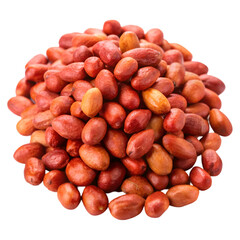 Pile of red peanuts roasted isolated on transparent background