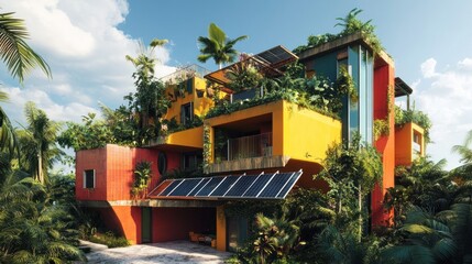 Colorful Eco-Friendly House in Lush Tropical Garden