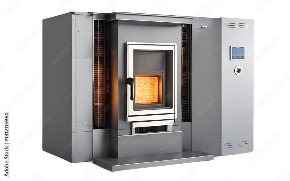 Aufkleber A high-efficiency furnace with a digital control panel, isolated on a empty plain background